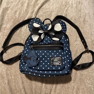 Loungefly Disney Mini Mouse Navy Polka Dot Backpack